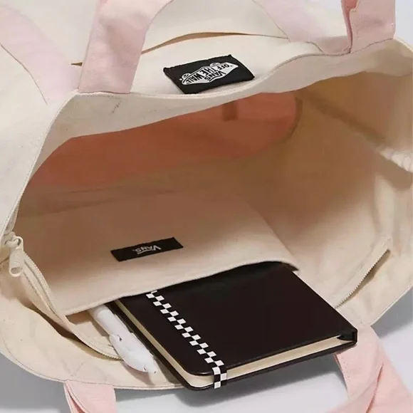 Vans Tote Bag in Cream and Pink - Picture 2 of 3
